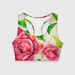 Топик спортивный женский Яркие выразительные розы, цвет: 3D-принт