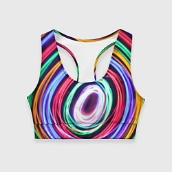 Топик спортивный женский Кругообразные абстрактные лучи, цвет: 3D-принт