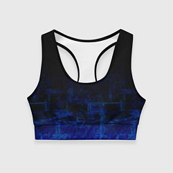 Топик спортивный женский Однотонный черный и темно синий гранжевый градиент, цвет: 3D-принт