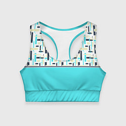 Топик спортивный женский Голубой неоновый геометрический узор, цвет: 3D-принт