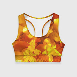 Топик спортивный женский Осенние золотые листья, цвет: 3D-принт