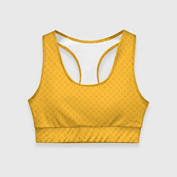 Топик спортивный женский Желтые связанные узоры, цвет: 3D-принт