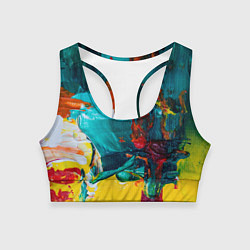 Топик спортивный женский Краски на холсте абстракция, цвет: 3D-принт