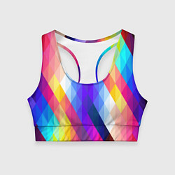 Топик спортивный женский Разноцветный геометрический узор, цвет: 3D-принт