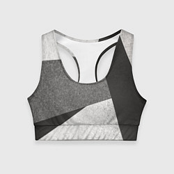 Топик спортивный женский Белые и серые полосы на поверхности с блёстками, цвет: 3D-принт
