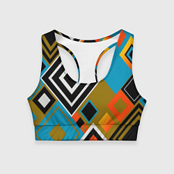 Топик спортивный женский Фон из разноцветных квадратов, цвет: 3D-принт