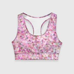 Топик спортивный женский Абстрактное множество розовых и фиолетовых треугол, цвет: 3D-принт