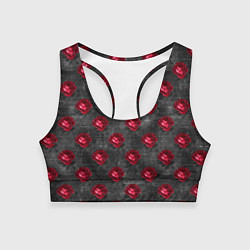 Топик спортивный женский Красные бутоны цветов, цвет: 3D-принт