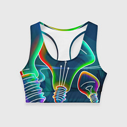 Топик спортивный женский Неоновые лампы - коллаж, цвет: 3D-принт