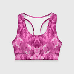 Топик спортивный женский Яркий малиново-розовый геометрический узор, цвет: 3D-принт