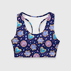 Топик спортивный женский Новогоднее печение, цвет: 3D-принт