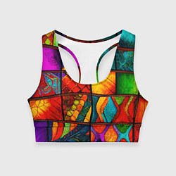 Топик спортивный женский Лоскутная мозаика - пэчворк, цвет: 3D-принт