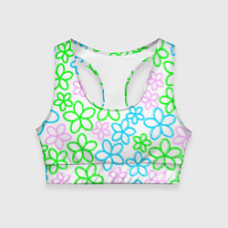 Топик спортивный женский Цветочные узоры - паттерн, цвет: 3D-принт
