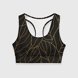 Топик спортивный женский Золотые листья градиент, цвет: 3D-принт