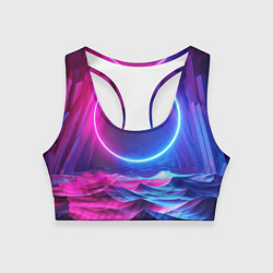 Топик спортивный женский Круг и разноцветные кристаллы - vaporwave, цвет: 3D-принт