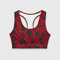 Топик спортивный женский Black hearts, цвет: 3D-принт