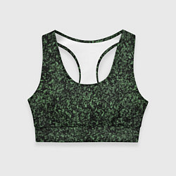 Топик спортивный женский Черный и зеленый камуфляжный, цвет: 3D-принт