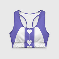 Топик спортивный женский Белые сердца на фиолетовом, цвет: 3D-принт