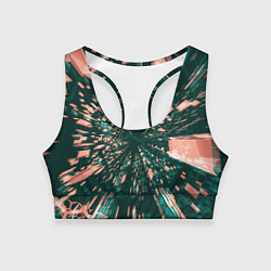 Топик спортивный женский Абстрактные полупрозрачные летящие блоки, цвет: 3D-принт