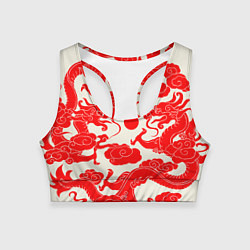 Топик спортивный женский Японские красные драконы, цвет: 3D-принт