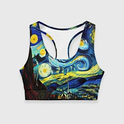 Топик спортивный женский Винсент ван Гог, звездная ночь, цвет: 3D-принт