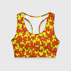 Топик спортивный женский Красно-желтые сердца, цвет: 3D-принт