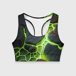 Топик спортивный женский Зеленая неоновая лава, цвет: 3D-принт