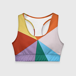 Топик спортивный женский Разноцветные пересекающиеся треугольники, цвет: 3D-принт