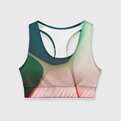 Женский спортивный топ Абстрактные зелёные и розовые пластины