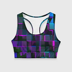 Топик спортивный женский Неоновые линии и кубы, цвет: 3D-принт