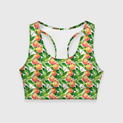 Женский спортивный топ Персики акварельный паттерн