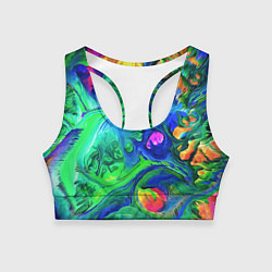 Топик спортивный женский Яркие всплески краски - импрессионизм, цвет: 3D-принт