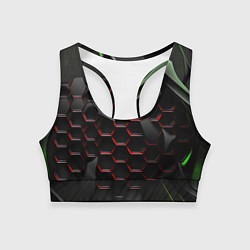 Топик спортивный женский Красные изогнутые соты, цвет: 3D-принт