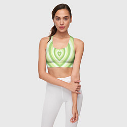 Топик спортивный женский Зеленые сердца - индикид паттерн, цвет: 3D-принт — фото 2