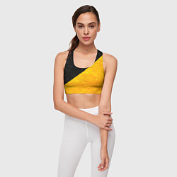Топик спортивный женский Черно-желтые масляные краски, цвет: 3D-принт — фото 2