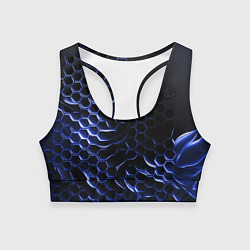 Топик спортивный женский Синие объемные плиты, цвет: 3D-принт