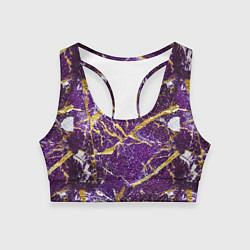 Топик спортивный женский Фиолетовые и золотые блестки, цвет: 3D-принт