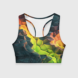 Женский спортивный топ Объемные плиты с зеленым свечением