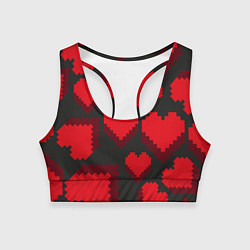 Топик спортивный женский Pixel hearts, цвет: 3D-принт