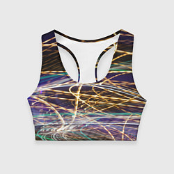 Топик спортивный женский Световые эффекты, цвет: 3D-принт