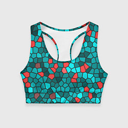 Топик спортивный женский Мозаика бирюзовый, цвет: 3D-принт