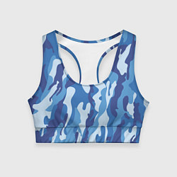 Топик спортивный женский Blue military, цвет: 3D-принт