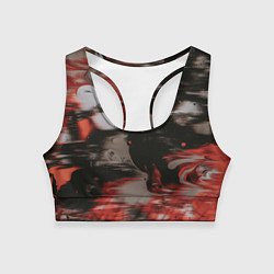 Топик спортивный женский Чёрные и красные волны, цвет: 3D-принт