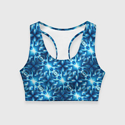 Топик спортивный женский Светящиеся голубые цветы, цвет: 3D-принт