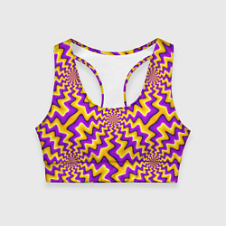 Топик спортивный женский Желто-фиолетовая иллюзия вращения, цвет: 3D-принт
