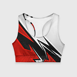 Топик спортивный женский Бело-красная униформа для зала, цвет: 3D-принт