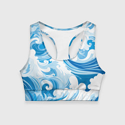 Топик спортивный женский Голубые волны, цвет: 3D-принт