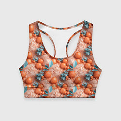 Топик спортивный женский Сочные фрукты клипарт, цвет: 3D-принт
