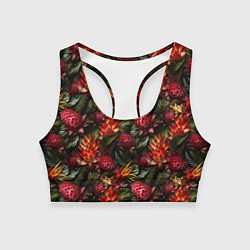Топик спортивный женский Тропические цветы, цвет: 3D-принт