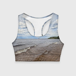 Топик спортивный женский Волны на Ладожском озере, цвет: 3D-принт